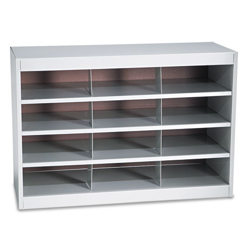 Steel Project Center Organizer, 12 Pockets, 37.5 X 15.75 X 25.75, Gray