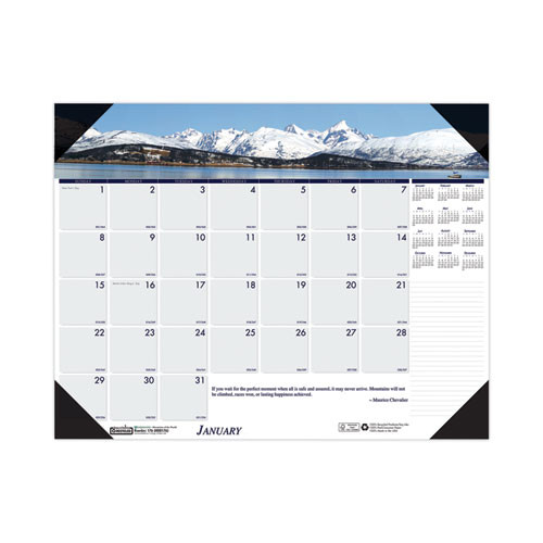 Earthscapes Recycled Monthly Desk Pad Calendar, Mountains Of The World Photos, 22 X 17, Black Corners,12-month(jan-dec): 2023