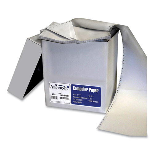 Continuous Feed Computer Paper, 1-part, 15 Lb Bond Weight, 9.5 X 11, White, 1,700/carton