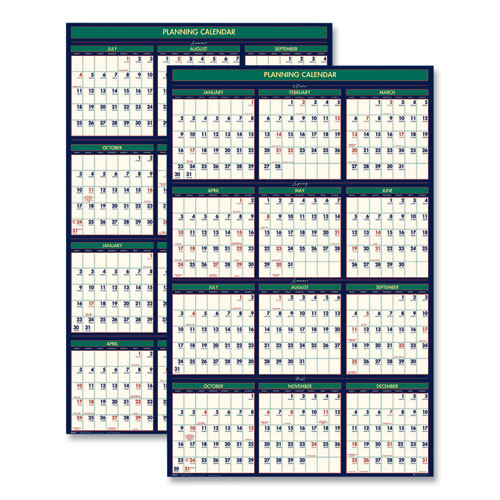Four Season Erasable Business/academic Recycled Wall Calendar, 24 X 37, 12-month(july-june):2022-2023, 12-month(jan-dec):2023
