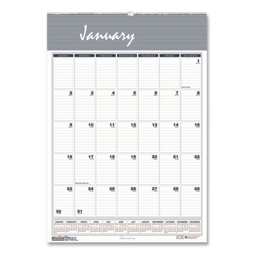 Bar Harbor Recycled Wirebound Monthly Wall Calendar, 22 X 31.25, White/blue/gray Sheets, 12-month (jan-dec): 2023