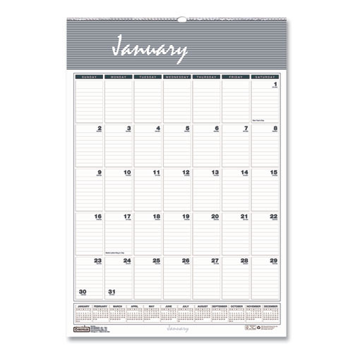 Bar Harbor Recycled Wirebound Monthly Wall Calendar, 12 X 17, White/blue/gray Sheets, 12-month (jan-dec): 2023