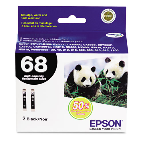 T068120-d2 (68) Durabrite Ultra Ink, 1250 Page-yield, Black, 2/pk