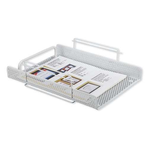 Urban Collection Punched Metal Letter Tray, 1 Section, Letter Size Files, 10" X 13.75" X 3.5", White