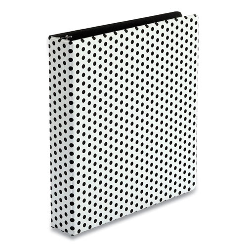 Punch Pop Fashion Binder, 3 Rings, 1.5" Capacity, 11 X 8.5, White/black Polka Dot Design