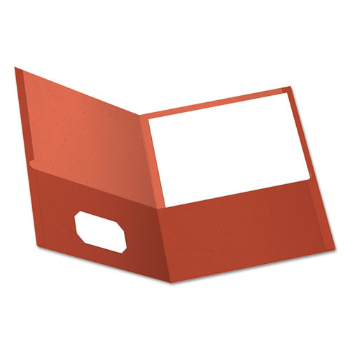 Earthwise By Oxford 100% Recycled Paper Twin-pocket Portfolio, 100-sheet Capacity, 11 X 8.5, Red, 25/box