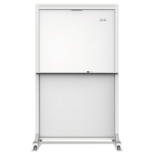 Motion Dual-track Mobile Magnetic Dry-erase Easel, Two 40 1/2 X 34 Panels, White