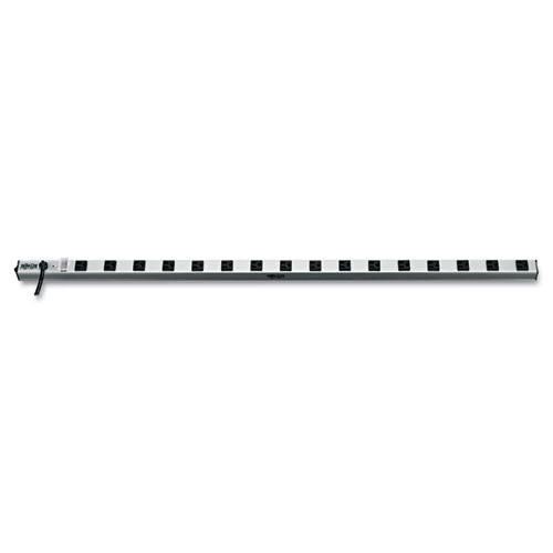 Vertical Power Strip, 16 Outlets, 15 Ft Cord, Silver