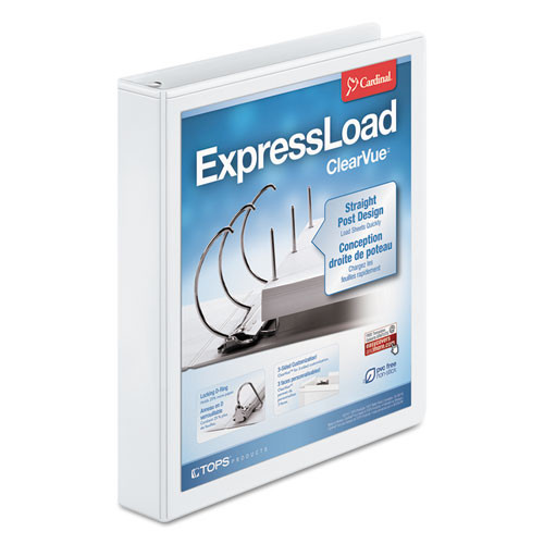 Expressload Clearvue Locking D-ring Binder, 3 Rings, 1.5" Capacity, 11 X 8.5, White