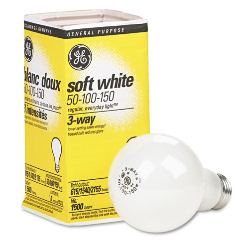 Incandescent Soft White 3-way A21 Light Bulb, 50/100/150 W