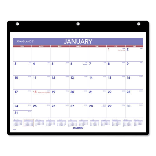 Monthly Desk/wall Calendar With Plastic Backboard And Bonus Pages, 11 X 8, White/violet/red Sheets, 12-month (jan-dec): 2023