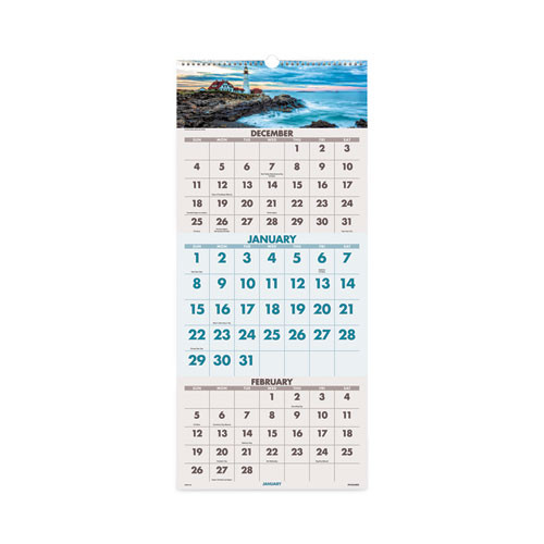 Scenic Three-month Wall Calendar, Scenic Landscape Photography, 12 X 27, White Sheets, 14-month (dec To Jan): 2022 To 2024