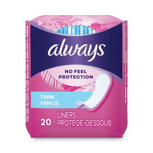 Thin Daily Panty Liners, Regular, 20/pack, 24 Packs/carton