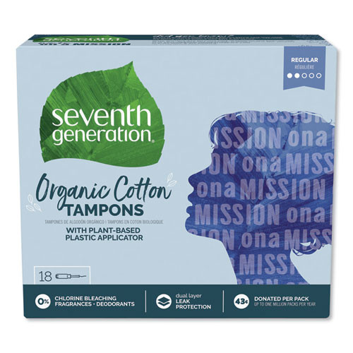 Organic Cotton Tampons, Regular, 18/pack, 6 Packs/carton