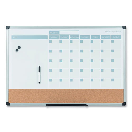 3-in-1 Calendar Planner Dry Erase Board, 36 X 24, Silver Frame