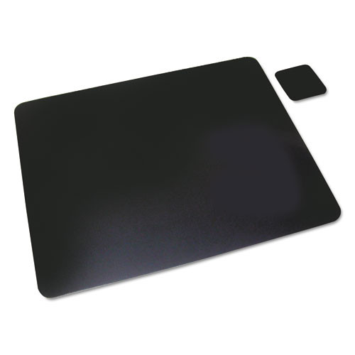 Leather Desk Pad With Coaster, 20 X 36, Black