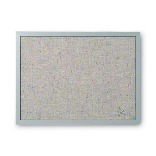 Designer Fabric Bulletin Board, 24x18, Gray Fabric/gray Frame