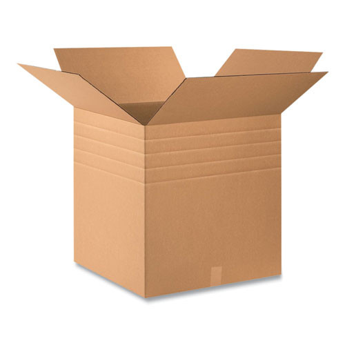 Multi-depth Shipping Boxes, 200 Lb Mullen Rated, Regular Slotted Container, 24" X 24" X 16" To 24", Brown Kraft, 15/bundle