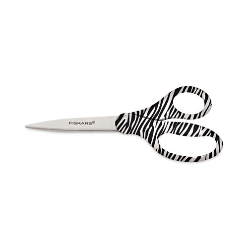 Performance Designer Zebra Scissors, 8" Long, 1.75" Cut Length, Black/white Straight Handle
