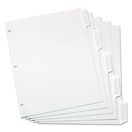 Custom Label Tab Dividers With Self-adhesive Tab Labels, 5-tab, 11 X 8.5, White, 5 Sets