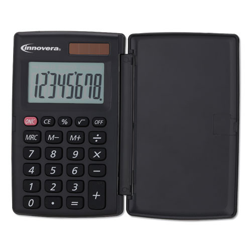 15921 Pocket Calculator With Hard Shell Flip Cover, 8-digit Lcd