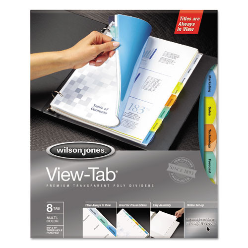 View-tab Transparent Index Dividers, 8-tab, 11 X 8.5, Assorted, 5 Sets