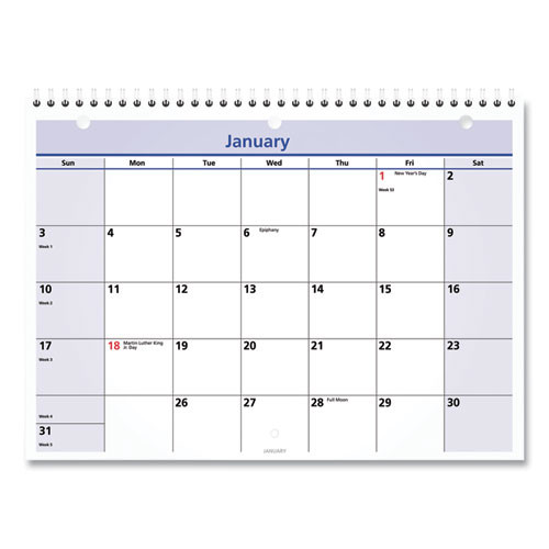 Quicknotes Desk/wall Calendar, 3-hole Punched, 11 X 8, White/blue/yellow Sheets, 12-month (jan To Dec): 2023