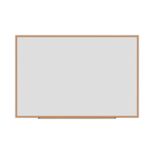 Dry-erase Board, Melamine, 72 X 48, White, Oak-finished Frame