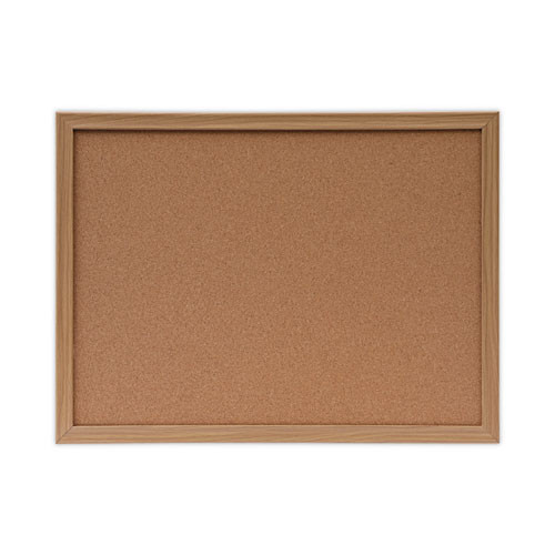 Cork Board With Oak Style Frame, 24 X 18, Natural, Oak-finished Frame