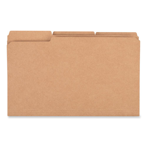 Reinforced Kraft Top Tab File Folders, 1/3-cut Tabs: Assorted, Legal Size, 0.75" Expansion, Brown, 100/box