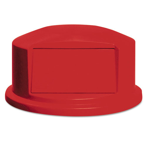 Round Brute Dome Top With Push Door, For 44-gallon Containers, 24.81" Diameter X 12.63h, Red