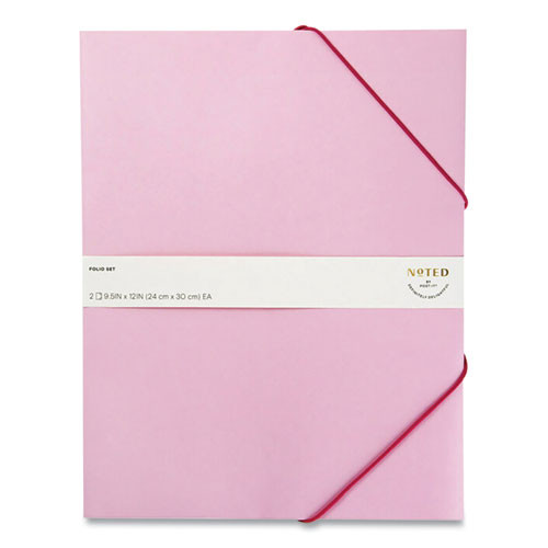 Folio, 1 Section, Elastic Cord Closure, Letter Size, Pink, 2/pack