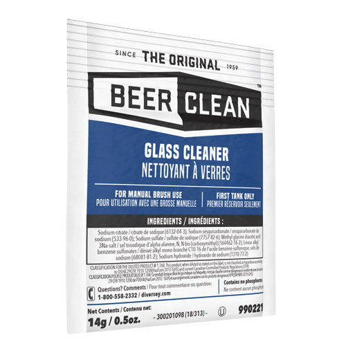 Beer Clean Glass Cleaner, Powder, 0.5 Oz Packet, 100/carton