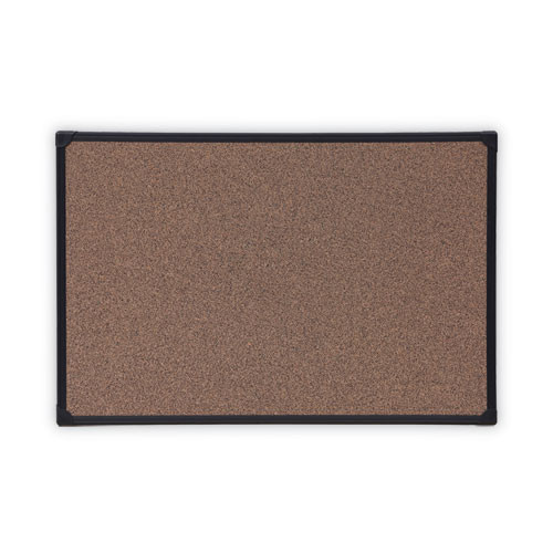 Tech Cork Board, 36 X 24, Cork, Black Plastic Frame