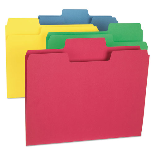 Supertab Colored File Folders, 1/3-cut Tabs: Assorted, Letter Size, 0.75" Expansion, 11-pt Stock, Color Assortment 1, 24/pack