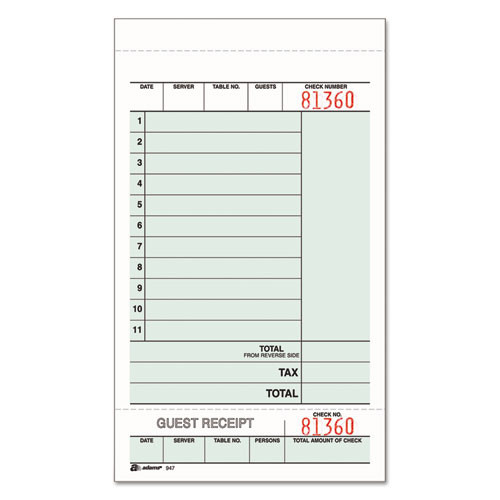 Multi-part Guest Check Unit Sets, Two-part Carbonless, 4.25 X 6.75, 250 Forms Total