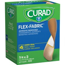 Medline Comfort Cloth Adhesive Fabric Bandages - 0.75" x 3" - 100/Box - Tan