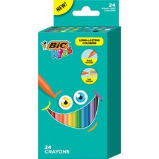 BIC Kids Crayons - 2.6" Length - Multi - 24 / Pack