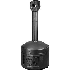 Justrite Cigarette Butt Receptacle - 4 gal Capacity - Flame Retardant, Sturdy, Rust Resistant, Dent Resistant, Crack Resistant - 38.5" Height x 16.5" Diameter - Polyethylene, Galvanized Steel - Deco Black - 1