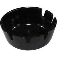 Impact Products Tabletop Round Ashtray - Round - Manual - Heat Resistant, Lightweight - 1.8" Height x 4.8" Width - Plastic - Black - 12 / Box