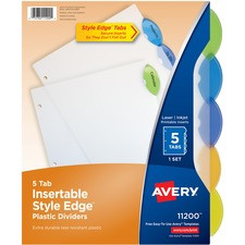 Avery Plastic Binder Dividers, Insertable Multicolor Style Edge 5-tabs - 5 x Divider(s) - 5 Tab(s) - 5 - 5 Tab(s)/Set - 8.5" Divider Width x 11" Divider Length - 3 Hole Punched - Translucent Plastic Divider - Multicolor Plastic Tab(s) - 5 / Set