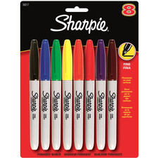 Sharpie Fine Point Permanent Marker - Fine Marker Point - Assorted Alcohol Based Ink - 8 / Pack