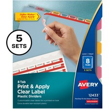 Avery Index Maker Index Divider - 40 x Divider(s) - 8 - 8 Tab(s)/Set - 8.5" Divider Width x 11" Divider Length - 3 Hole Punched - Translucent Plastic Divider - Multicolor Plastic Tab(s) - 1