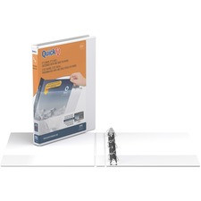 QuickFit D-Ring View Binders - 5/8" Binder Capacity - Letter - 8 1/2" x 11" Sheet Size - D-Ring Fastener(s) - 2 Internal Pocket(s) - White - Recycled - Clear Overlay - 1 Each