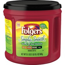 Folgers Ground Simply Smooth Coffee - Medium - 31.1 oz Per Canister - 1 Each