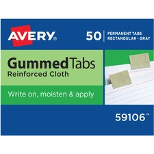 Avery Reinforced Cloth Gummed Index Tabs - 50 Tab(s) - 0.81" Tab Height x 1" Tab Width - Permanent - Cloth Divider - Gray Cloth Tab(s) - 4