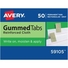 Avery Reinforced Cloth Gummed Index Tabs - 50 Tab(s) - 0.81" Tab Height x 0.44" Tab Width - Permanent - Cloth Divider - Gray Cloth Tab(s) - 4