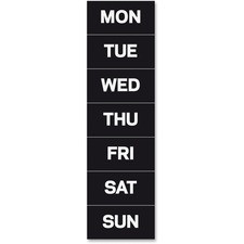MasterVision Magnetic Weekday Calendar Characters - Magnetic - 1" Height x 2" Width - Black - 7 / Pack