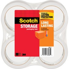 Scotch Long-Lasting Storage/Packaging Tap - 54.60 yd Length x 1.88" Width - 2.4 mil Thickness - 3" Core - Acrylic - 2.80 mil - Polypropylene Backing - 4 / Pack - Clear