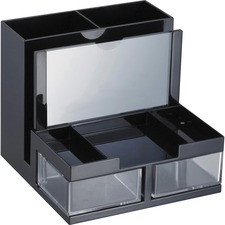 Officemate VersaPlus Desk Organizer - 9 Compartment(s) - 5.5" Height x 6.2" Width x 6.3" Depth - Desktop - Black, Clear - Plastic - 1 Each